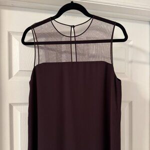 Aritzia Babaton Lionel Mesh Blouse – Sheer & Sophisticated in Maroon (Size M)